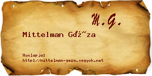 Mittelman Géza névjegykártya