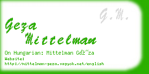 geza mittelman business card